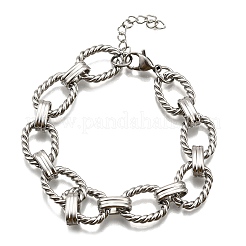304 Stainless Steel Oval Link Chain Bracelets for Women&nbsp;X-BJEW-R021-09P