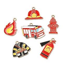 30Pcs 6 Styles Firefighting Theme Alloy Enamel Pendants&nbsp;ENAM-CJ0007-23