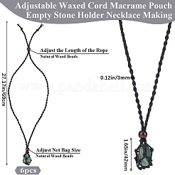 6Pcs Adjustable Waxed Cord Macrame Pouch Empty Stone Holder Necklace Making&nbsp;NJEW-BBC0001-08C