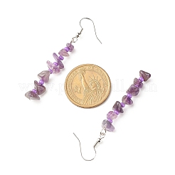 Natural Amethyst Chips Dangle Earrings with Glass&nbsp;EJEW-JE04840-07