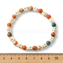 Synthetic Turquoise & Ocean White Jade Beads Stretch Bracelets for Women Men&nbsp;BJEW-JB13734
