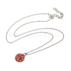 Zinc Alloy Hyacinth Rhinestone Sport Ball Pendant Cable Chain Necklaces&nbsp;LS-NJEW-U024-01P-03