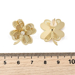 Clover Brass Stud Earrings&nbsp;EJEW-A146-02G