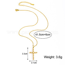 Religion 304 Stainless Steel Micro Pave Clear Cubic Zirconia Twisted Cross Pendant Necklaces for Women&nbsp;WG62B61-01