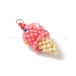 Glass Seed Beaded Ice Cream Pendants&nbsp;PALLOY-MZ00550-01