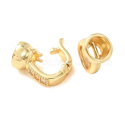 Brass Micro Pave Clear Cubic Zirconia Fold Over Clasps&nbsp;KK-CBA25B2-04G