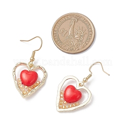 Heart Alloy Glass Seed Beads Dangle Earrings&nbsp;EJEW-MZ00651