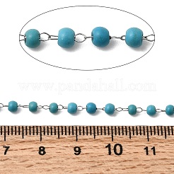 Handmade Synthetic Turquoise Beads & 316 Stainless Steel Round Link Chains&nbsp;CHS-L033-09P