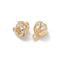 Brass Pave Cubic Zirconia Flower Charms&nbsp;KK-A286-21G-01