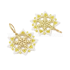 Snowflake 304 Stainless Steel Leverback Earrings&nbsp;EJEW-MZ00496-01