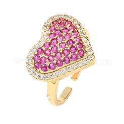 Brass Micro Pave Cubic Zirconia Cuff Open Rings&nbsp;RJEW-F204-07B-G