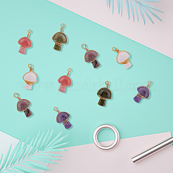 12Pcs 6 Styles Natural & Synthetic Mixed Stone Copper Wire Wrapped Pendants&nbsp;FIND-FH0006-26
