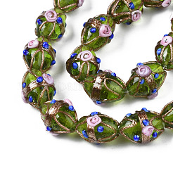 Handmade Gold Sand Lampwork Beads Strands&nbsp;LAMP-N021-40F