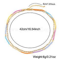 Stainless Steel & Brass & Colorful Resin Beaded Double-layer Necklaces for Women&nbsp;SE1953