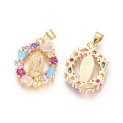 Brass Micro Pave Cubic Zirconia Pendants&nbsp;KK-I657-41G