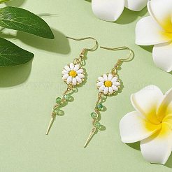 Daisy Flower Glass Dangle Earrings&nbsp;EJEW-JE05727