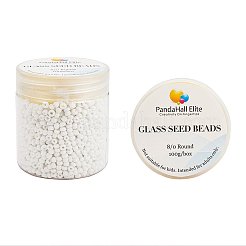 White 8/0 Diameter 3mm Glass Seed Beads Round Pony Loose Bead for Jewelry Making 2.8~3.2mm&nbsp;SEED-PH0005-06