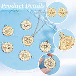 6Pcs 304 Stainless Steel Pendants&nbsp;STAS-BBC0010-74