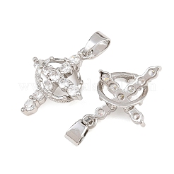 Brass Pave Clear Cubic Zirconia Pendants&nbsp;KK-CBA6A75-55B-P