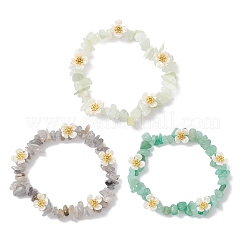 3Pcs Natural Green Aventurine & New Jade & Labradorite Beaded Stretch Bracelets for Women&nbsp;BJEW-JB12315