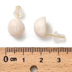 Brass Enamel Stud Earrings&nbsp;EJEW-P308-09B-G