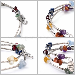 Three Loops Natural Gemstone Beaded Wrap Bracelets&nbsp;X-BJEW-JB02331-03