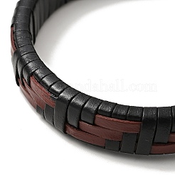 Leather Braided Rectangle Cord Bracelet with 304 Stainless Steel Magnetic Clasps for Men Women&nbsp;BJEW-C021-03