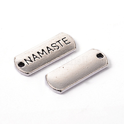 Tibetan Style Alloy Rectangle with Word Namaste Pendants&nbsp;LS-TIBEP-Q043-067-RS