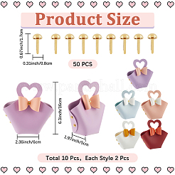 10 Sets 5 Colors DIY PU Imitation Leather Heart Flower Purse Making Sets&nbsp;PURS-CL0001-02
