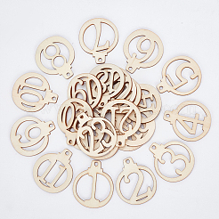Number 1~ 24 Unfinished Wood Lantern Pendant Decorations&nbsp;HJEW-WH0042-92