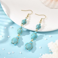 Dyed Tortoise Synthetic Turquoise Dangle Earrings&nbsp;EJEW-JE07362-02