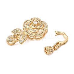 Brass Micro Pave Clear Cubic Zirconia Fold Over Clasps&nbsp;KK-B189-02G