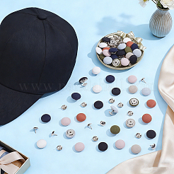 48 Bags 8 Colors Flat Round Polyester Covered Aluminum Buttons&nbsp;DIY-NB0016-11