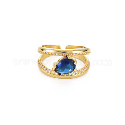 Brass Micro Pave Cubic Zirconia Cuff Rings&nbsp;RJEW-S045-153