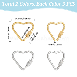 6Pcs 2 Colors 304 Stainless Steel Screw Carabiner Lock Charms&nbsp;STAS-UN0064-06