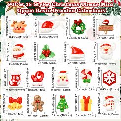 90Pcs 18 Styles Christmas Theme Mini Opaque Resin Decoden Cabochons&nbsp;CRES-CJ0001-71