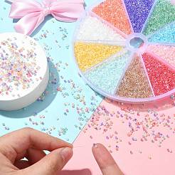 120G 10 Colors Transparent Colours Rainbow Plated Round Hole Glass Bugle Beads&nbsp;SEED-CJ0001-27
