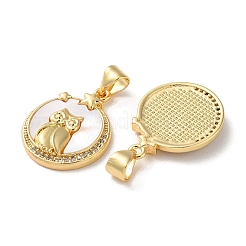 Brass Micro Pave Clear Cubic Zirconia Pendants&nbsp;KK-B083-32B-G