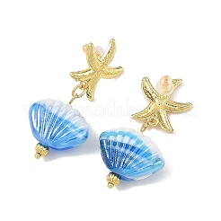 Lampwork Shell Shape Dangle Stud Earrings&nbsp;EJEW-JE07356