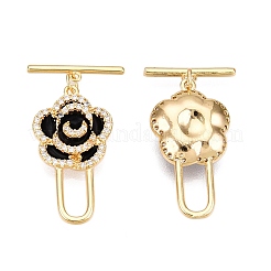 Brass Micro Pave Clear Cubic Zirconia Toggle Clasps&nbsp;KK-N254-143G-B