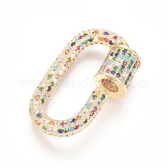 Brass Micro Pave Cubic Zirconia Screw Carabiner Lock Charms&nbsp;ZIRC-L085-08G