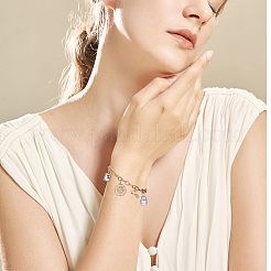 Imitation Pearl & Sun & Skeleton Key Charm Bracelet with Cable Chains&nbsp;JB782A