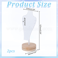Bust Iron Jewelry Necklace Display Stands with Wooden Rond Base&nbsp;NDIS-WH0024-06A