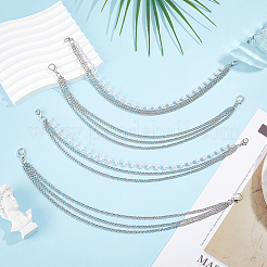 4Pcs 2 Styles Alloy & Imitation Pearl Three-layer Boot Strap Chains&nbsp;AJEW-ME0003-10