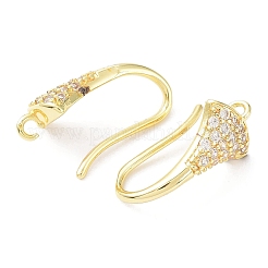 Brass Micro Pave Clear Cubic Zirconia Earring Hooks&nbsp;KK-R149-22G