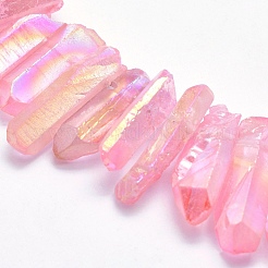 Electroplated Natural Quartz Crystal Beads Strands&nbsp;G-P368-05E