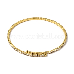 Rack Plating Brass Pave Clear Cubic Zirconia Adjustable Open Cuff Bangles&nbsp;BJEW-S150-04G