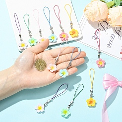 12Pcs 6 Colors Flower Resin Mobile Straps&nbsp;HJEW-YW00319