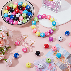 100Pcs 10 Colors Opaque Acrylic Beads&nbsp;SACR-SP0001-15