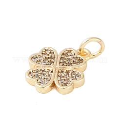 Rack Plating Brass Micro Pave Clear Cubic Zirconia Charms&nbsp;KK-Z060-13G